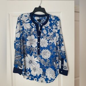Talbots Blue and White Floral Blouse